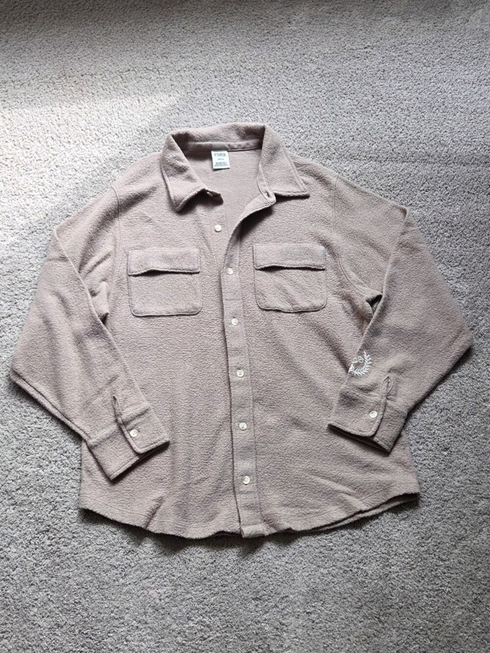 PINK Victoria's Secret Taupe Fleece Shacket, Size M Cabincore Gorpcore Outdoors